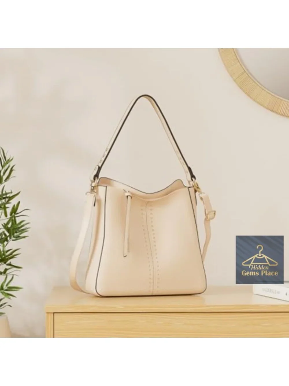 Chic PU Leather Hobo Crossbody Bag with Stud Accents
